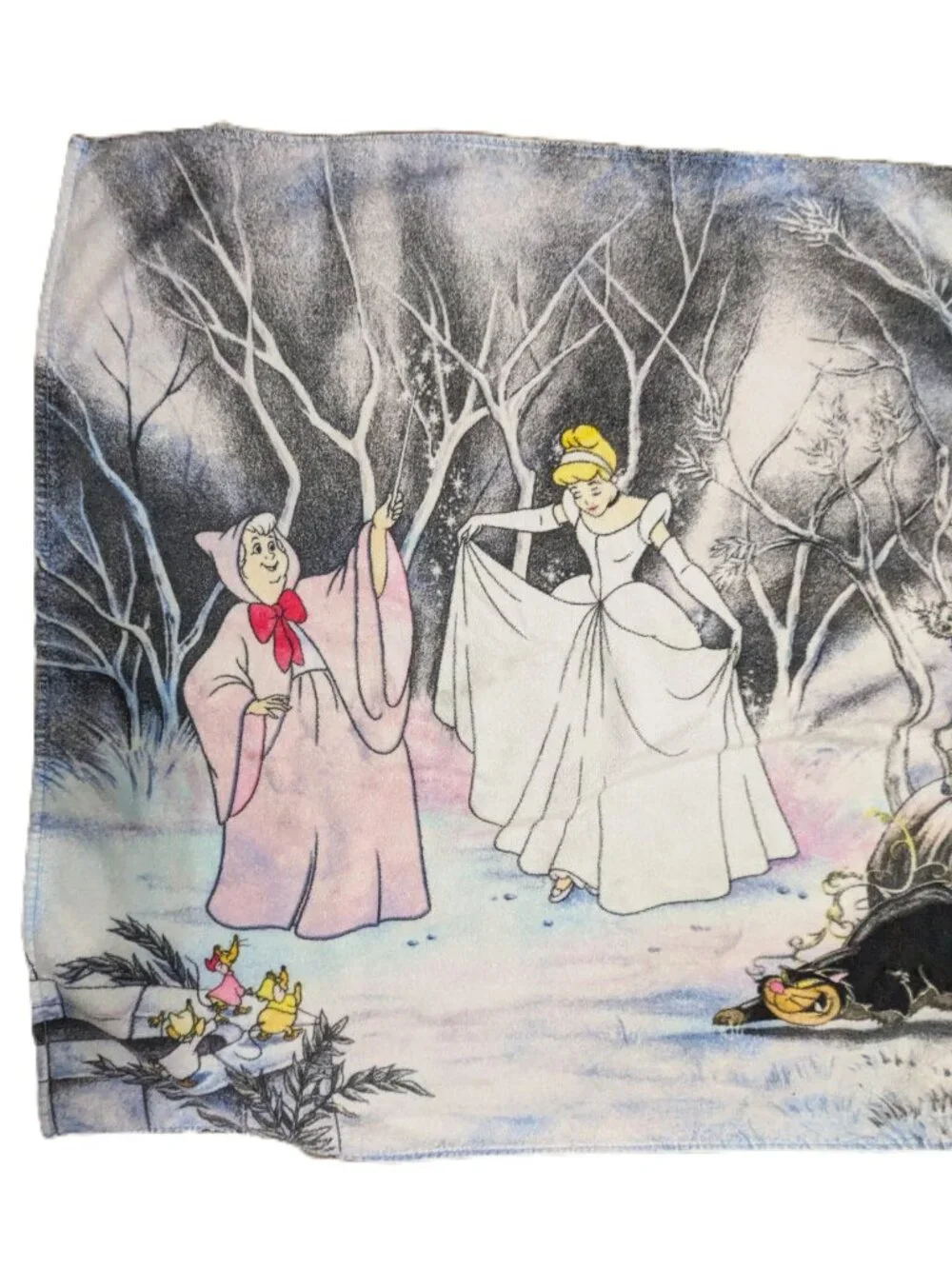 Disney Cinderella Fairy Godmother Beach Towel 90s RARE Dress Scene Flaws